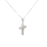 14k White Gold .25ct H SI1 Round Diamond Cross Necklace